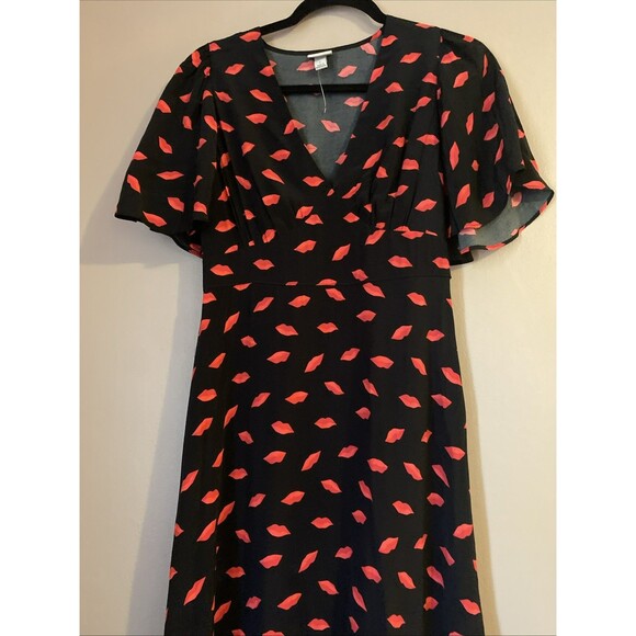 Women's Short Sleeve Maxi Sundress - a New Day Black/Red Size 2 V Neck NWOT - Picture 5 of 7